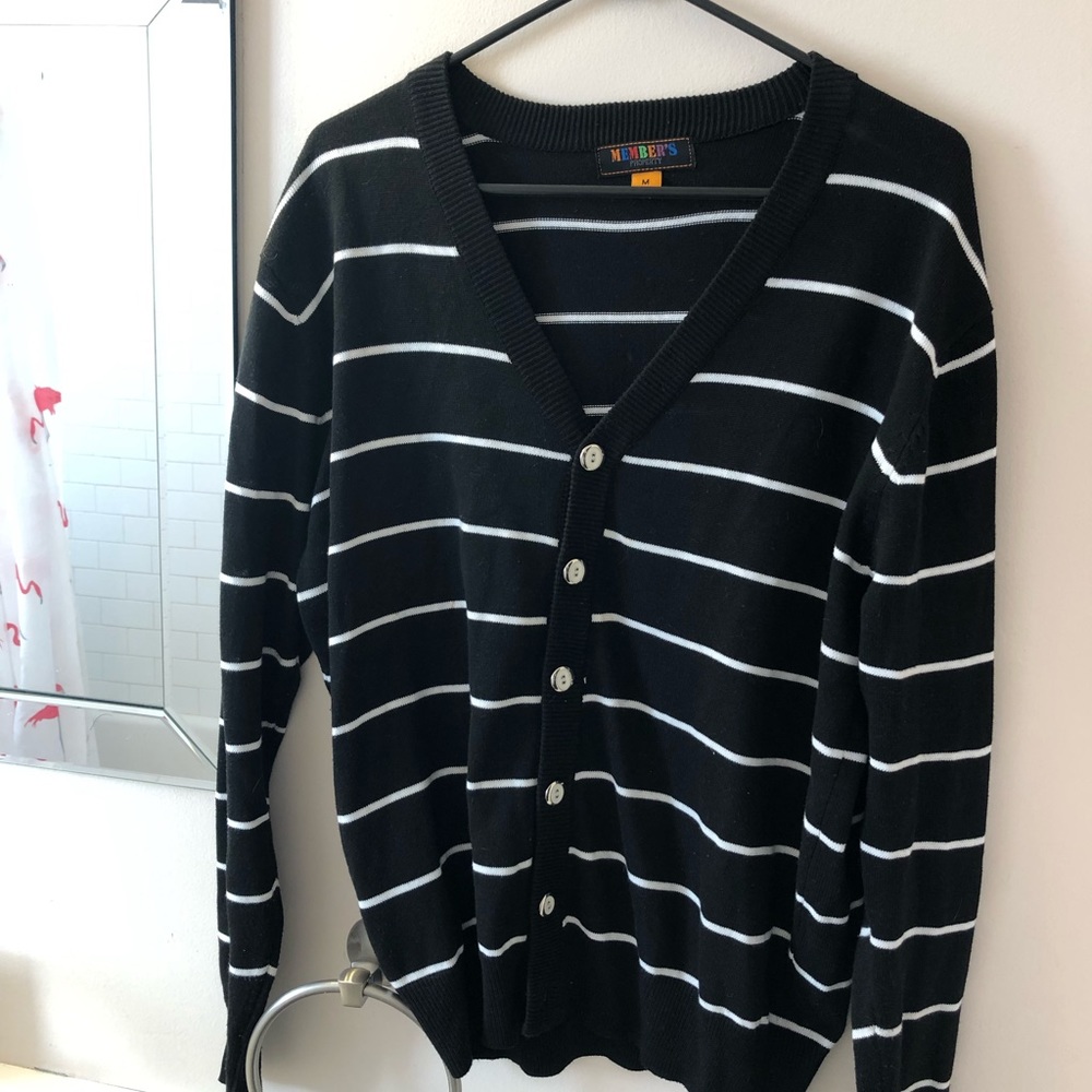 Members only white strip cardigan
